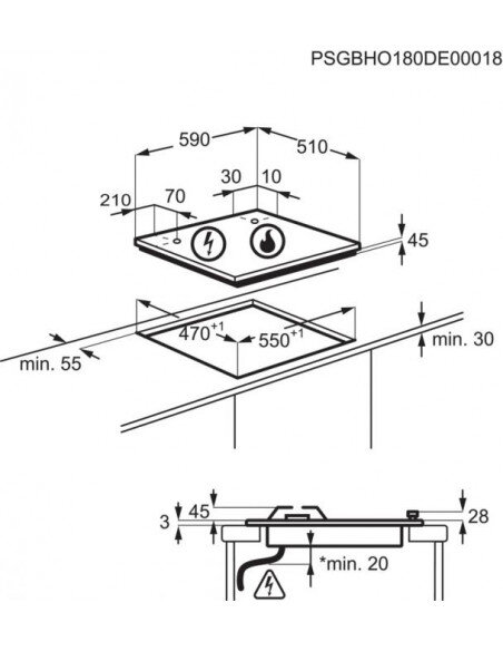 Įmontuojama dujinė kaitlentė Electrolux KGG6407K