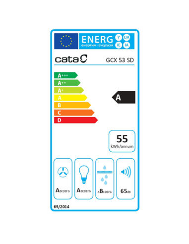 CATA Hood GCX 53 SD Canopy, Energy efficiency class A, Width 53 cm, 750 m³/h, Touch Control, LED, Stainless steel/Gray glass
