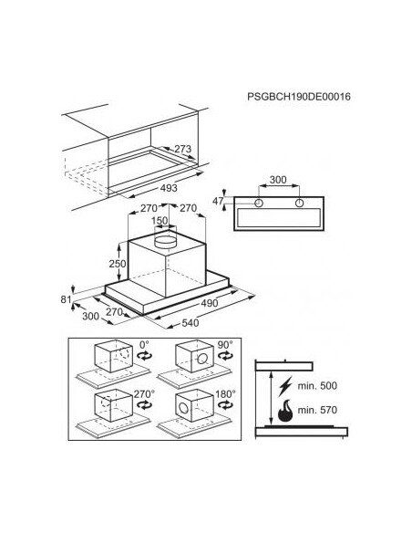 54 cm pločio juodos spalvos į spintelę pilnai įmontuojamas gartraukis Electrolux LFG716R