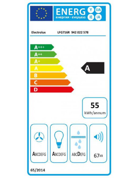 54 cm pločio juodos spalvos į spintelę pilnai įmontuojamas gartraukis Electrolux LFG716R