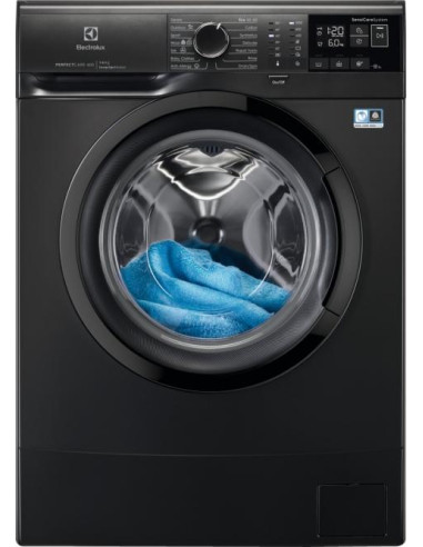Juodos spalvos 38cm gylio skalbimo mašina Electrolux EW6SN406BXI