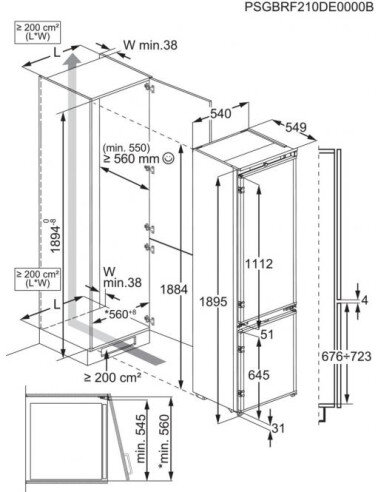 Įm.188.4 cm šaldytuvas su šaldikliu AEG SCE819E5TS