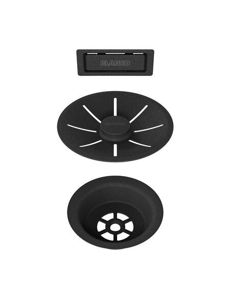 InFino Set: outlet/overflow black, single bowl Black Edition