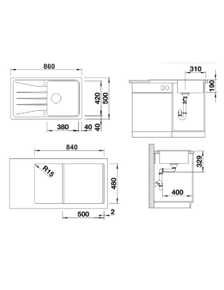 Plautuvė BLANCO SONA 5 S SILG Soft white O.AF, 527151