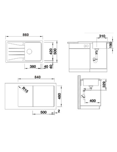 Plautuvė BLANCO SONA 5 S SILG Volcano...