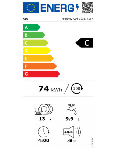 Ner.plieno spalvos laisvai pastatoma indaplovė AEG FFB64627ZM