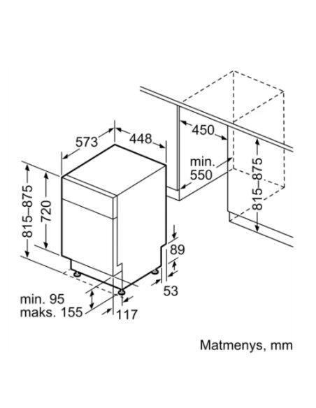 Įmontuojama indaplovė Bosch SPU4HMI53S