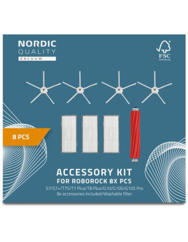 Rinkinys Nordic Quality dulkių siurbliui robotui Roborock S7/S7+/T7S/T7+/T8+/G10/G10S, 8vnt. / 2410025