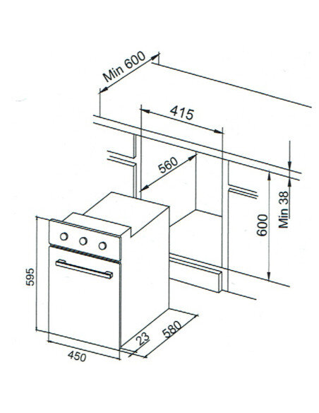 Orkaitė Allenzi KBH-5206 WX, 45 cm