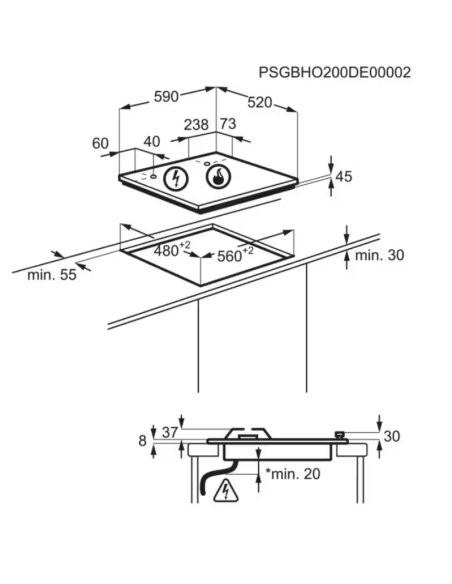 Dujinė kaitlentė ELECTROLUX KGG64362W