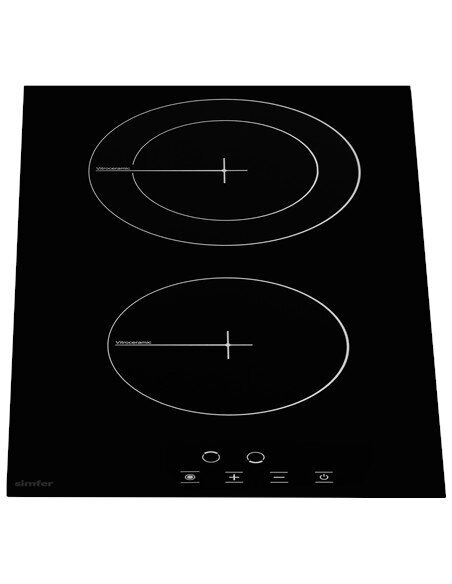 Simfer | H3.020.DEBSP | Hob | Vitroceramic | Number of burners/cooking zones 2 | Touch | Black