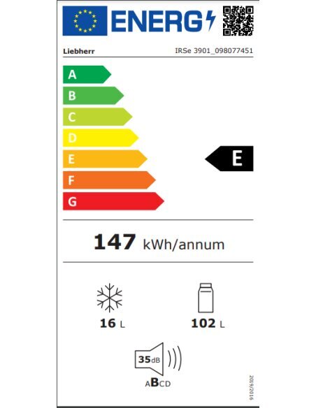 Įmontuojamas šaldytuvas Liebherr IRSe 3901