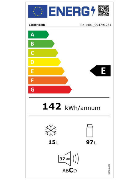 Šaldytuvas su šaldikliu Liebherr Re 1401 Pure
