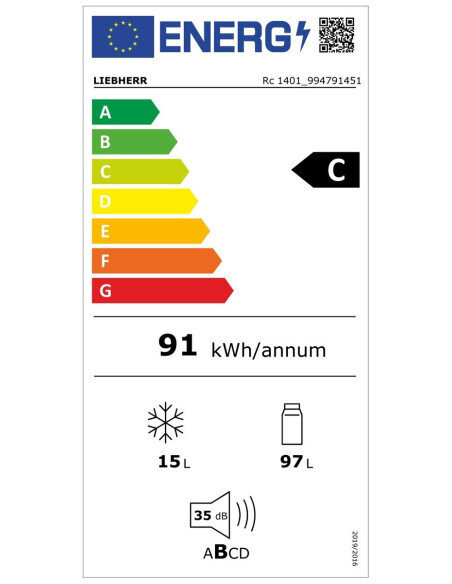 Šaldytuvas su šaldikliu Liebherr Rc 1401 Pure
