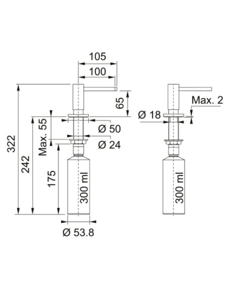 Muilo dozatorius FRANKE ACTIVE PLUS, 119.0547.906, juoda matinė