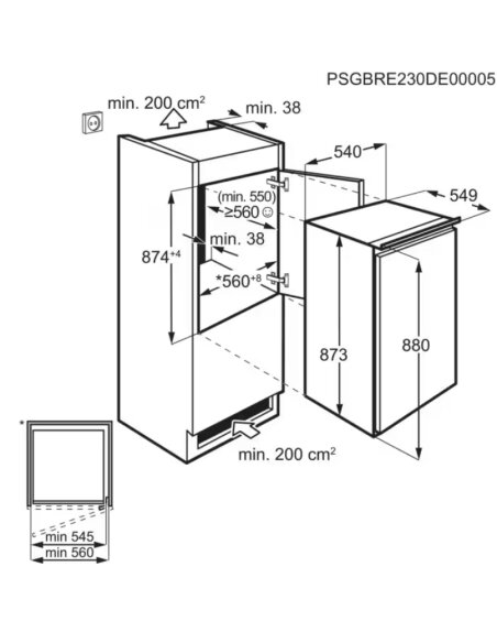 Įmontuojamas šaldytuvas ELECTROLUX LFB2AE88S, 87 cm