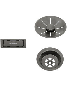 InFino Set: outlet/overflow Satin Dark Steel, single bowl