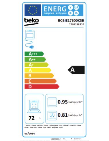 ORKAITĖ BEKO BCBIE17300KSB