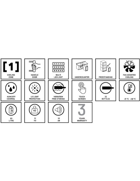 Vyno šaldytuvas Dunavox DAUF-32.83B
