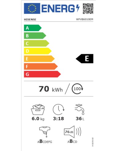 Skalbyklė HISENSE WFVB6010EM