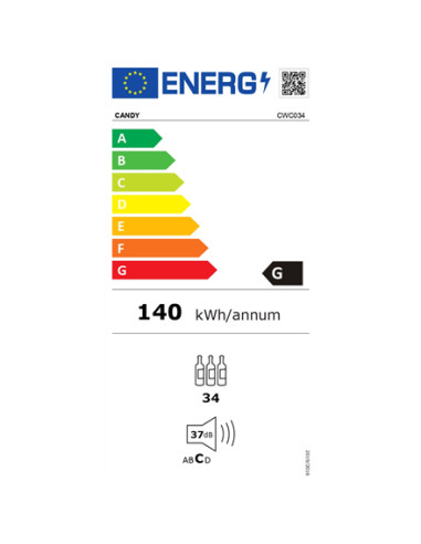 Candy Wine Cooler | 438063 | Energy efficiency class G | Free standing | Bottles capacity 34 | Black