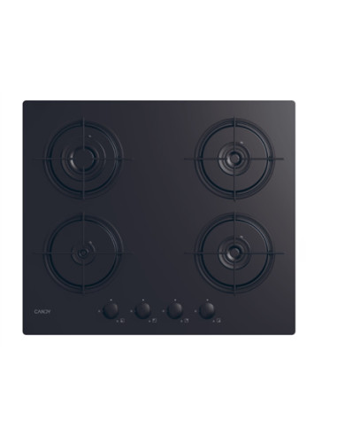 Candy Hob | CVW6BB | Gas on glass | Number of burners/cooking zones 4 | Knobs | Black