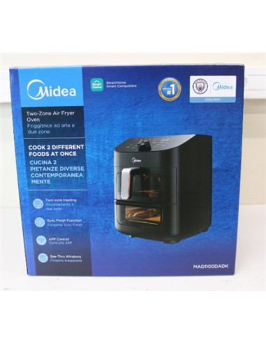 SALE OUT. Midea MAD1100DADK Air fryer digital,Two-zone cavity, 6.4L + 4.4L | Midea | Two Zone Airfryer | MAD1100DADK | Power 185