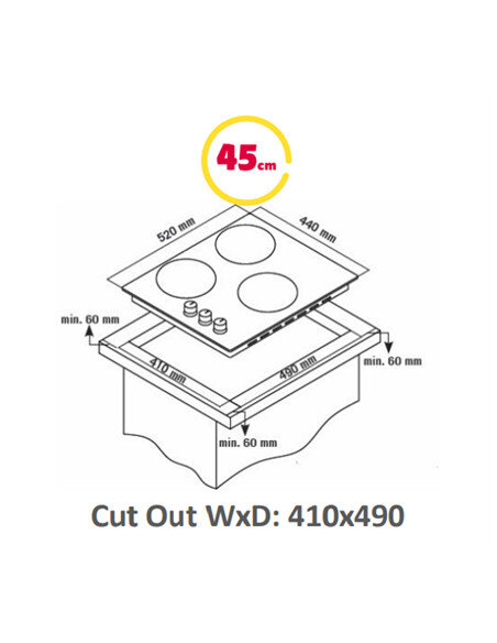 Simfer | Hob | H4.030.DECSP | Vitroceramic | Number of burners/cooking zones 3 | Touch | Black