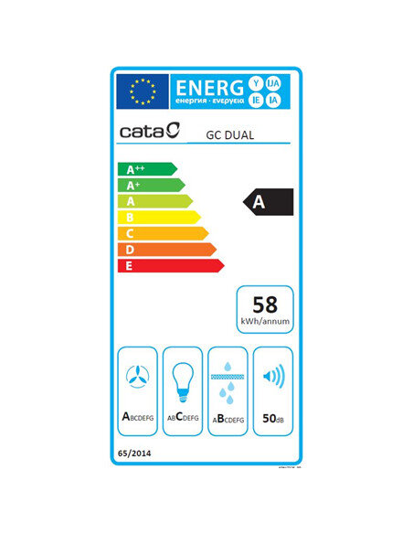 CATA | Hood | GC DUAL A 45 XGBK | Canopy | Energy efficiency class A | Width 45 cm | 820 m³/h | Touch control | LED | Black glas