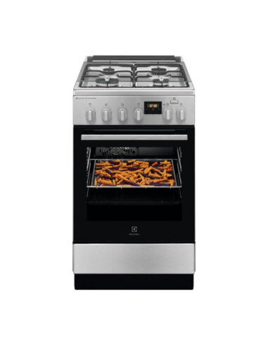 50 cm pločio ner.plieno spalvos dujinė viryklė su el. orkaite Electrolux LKK560228X