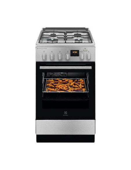 50 cm pločio ner.plieno spalvos dujinė viryklė su el. orkaite Electrolux LKK560228X