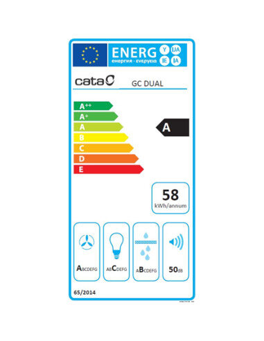 CATA | Hood | GC DUAL A 45 XGWH | Canopy | Energy efficiency class A | Width 45 cm | 820 m³/h | Touch control | LED | White glas