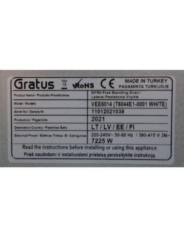 Elektrinė viryklė GRATUS VEE6014
