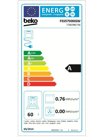Cooker BEKO FSS57000GW