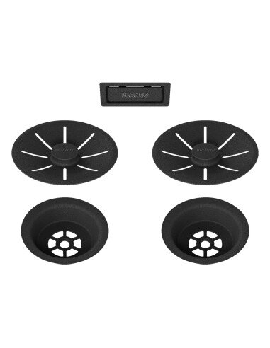 InFino Set: outlet/overflow black, double bowl Black Edition