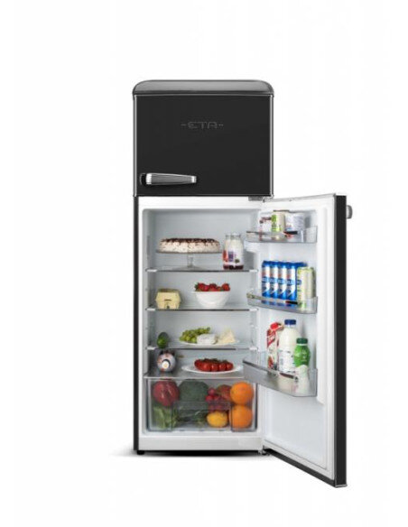 Laisvai pastatomas RETRO stiliaus šaldytuvas su šaldymo kamera viršuje ETA253890020E Storio, juodas 148,2 cm