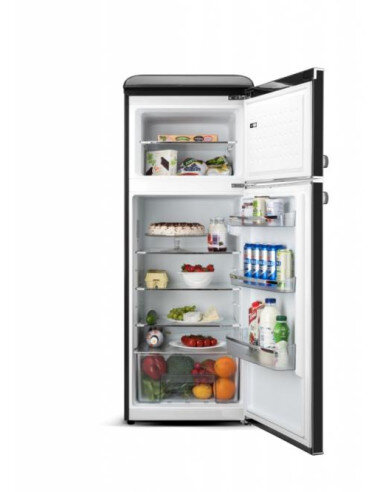 Laisvai pastatomas RETRO stiliaus šaldytuvas su šaldymo kamera viršuje ETA253890020E Storio, juodas 148,2 cm