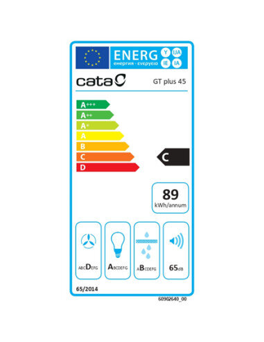 CATA | Hood | GT-PLUS 45 BK /M | Canopy | Energy efficiency class C | Width 60 cm | 645 m³/h | Mechanical control | LED | Black