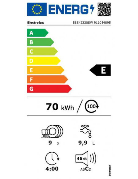 45 cm pločio baltos spalvos indaplovė Electrolux ESS42220SW