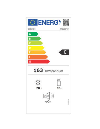Gorenje | Refrigerator | RF212EPW4 | Energy efficiency class E | Free standing | Double Door | Height 117 cm | Fridge net capaci