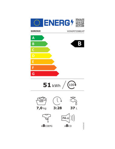 Gorenje Washing machine | W3NGPI72SBS | Energy efficiency class B | Front loading | Washing capacity 7 kg | 1200 RPM | Depth 43.