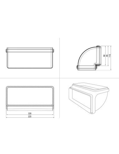 Vertical curve rectangular shape (220x90)