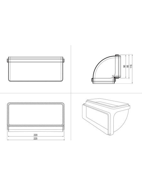 Vertical curve rectangular shape (220x90)