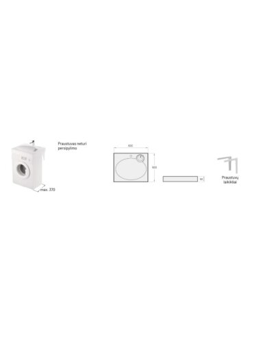 Praustuvas PAA Claro mini 60x50 cm,...