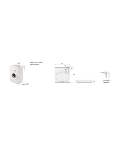 Praustuvas PAA Claro 60x60 cm, balta...