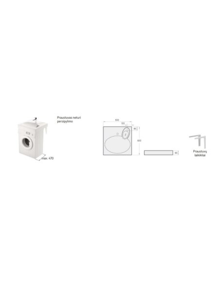 Praustuvas PAA Claro 60x60 cm, balta blizgi, KICLASIF/00