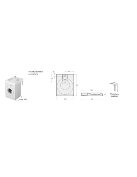 Praustuvas virš skalbimo mašinos Claro Grande