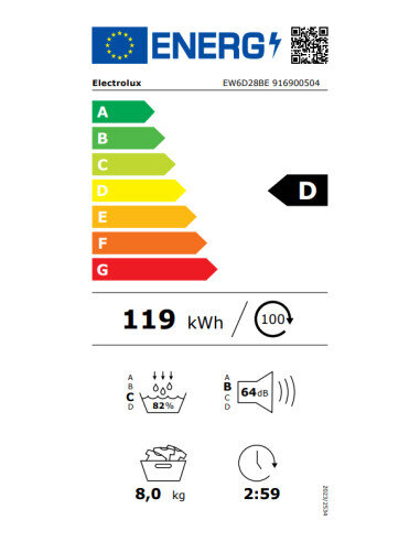 Džiovyklė su šilumos siurbliu Electrolux EW6D28BE