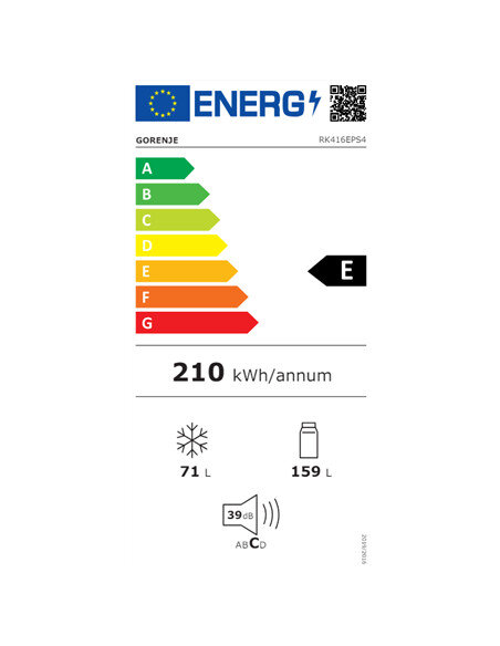Gorenje | Refrigerator | RK416EPS4 | Energy efficiency class E | Free standing | Combi | Height 161.3 cm | Fridge net capacity 1