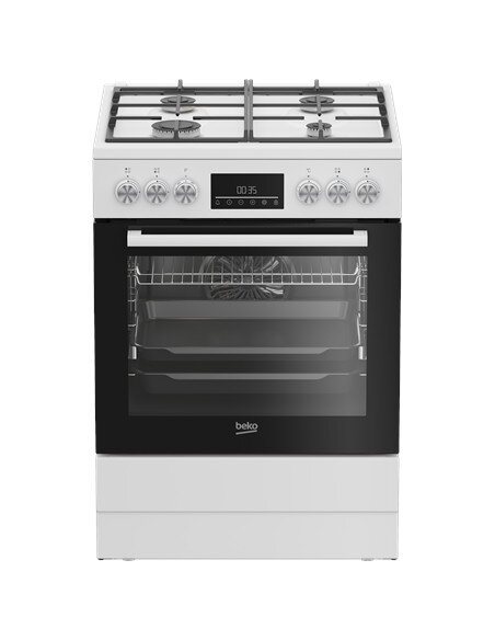 BEKO Cooker | FBM62330GWDTN | Hob type Gas | Oven type Electric | White | Width 60 cm | Grilling | LED | Depth 60 cm | 72 L